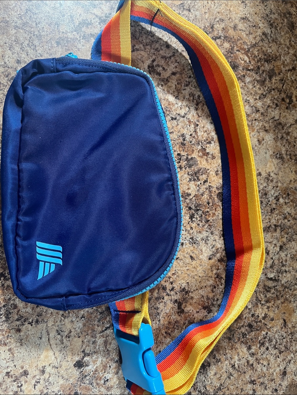 Aldi Gear belt bag Navy Blue with Rainbow Strap NWOT